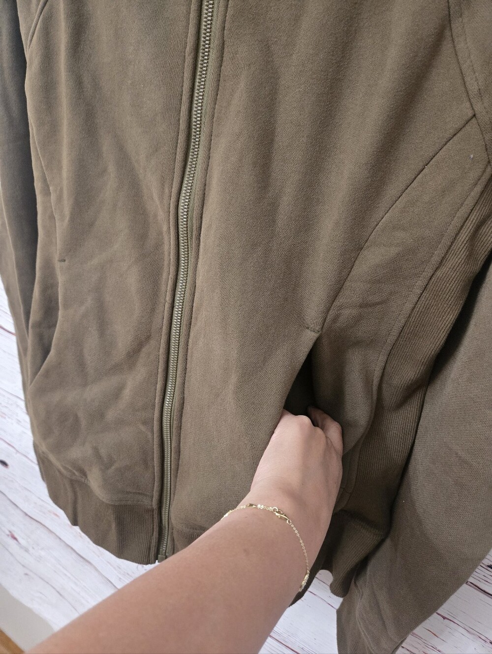 NWOT Savvi Women’s XL Full Zip Hoodie Olive Green Athleisure Jacket - Picture 2 of 16